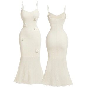White knitted dress - beach vacation dress